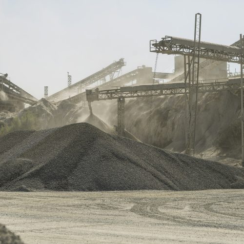 Piles of aggregate in quarry