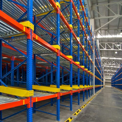 Storage shelf in warehouse distribution center